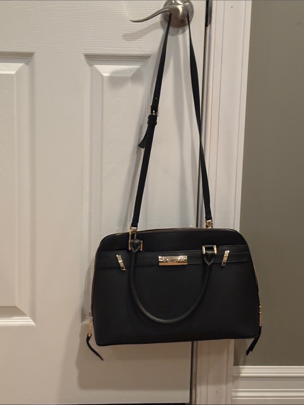 Calvin Klein Black Satchel with Gold Hardware